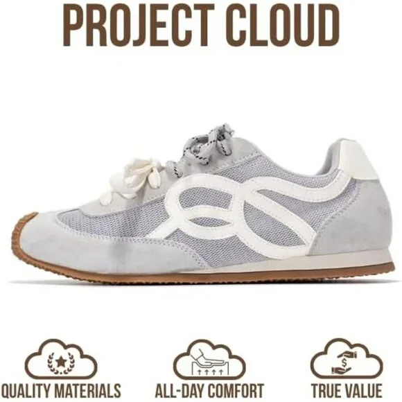 Womens Light Blue Memory Foam Shoes Lightweight Nonslip Walking Confort Sneakers - Picture 3 of 5